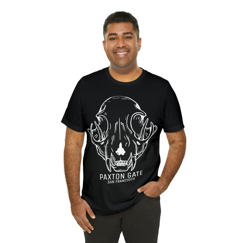 Black Unisex Bobcat Skull Tee By Wren Sayler-T-Shirt-Printify-PaxtonGate