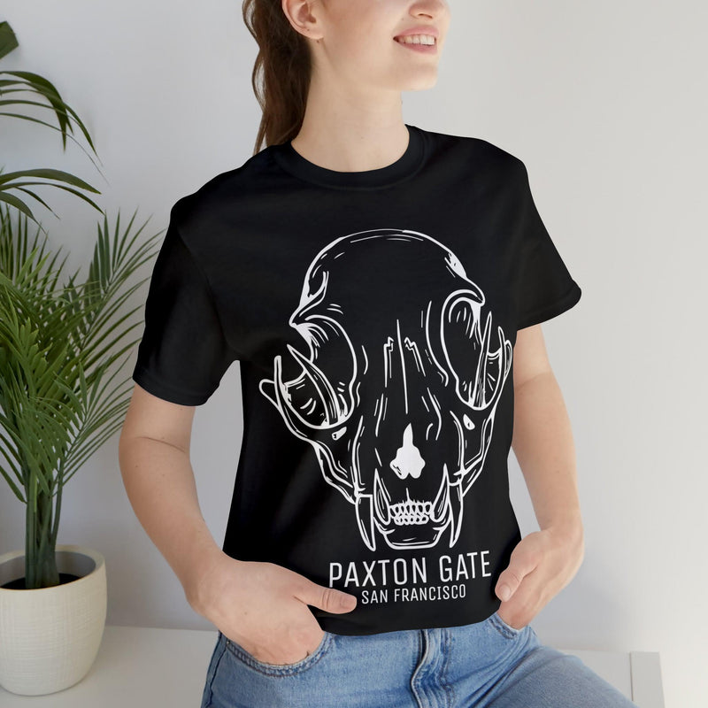 Black Unisex Bobcat Skull Tee By Wren Sayler-T-Shirt-Printify-PaxtonGate