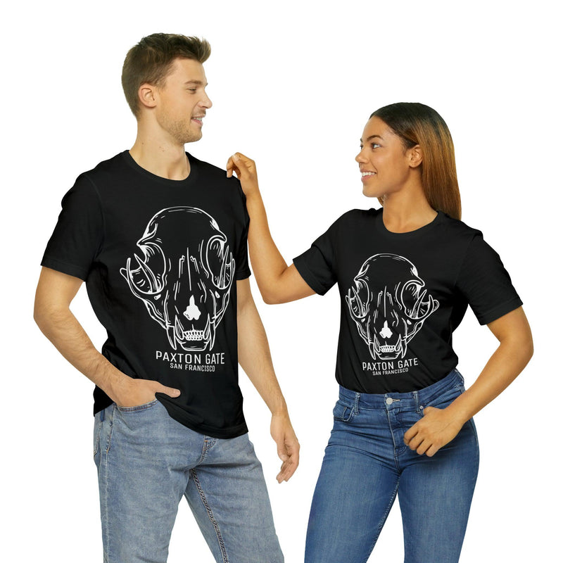 Black Unisex Bobcat Skull Tee By Wren Sayler-T-Shirt-Printify-PaxtonGate