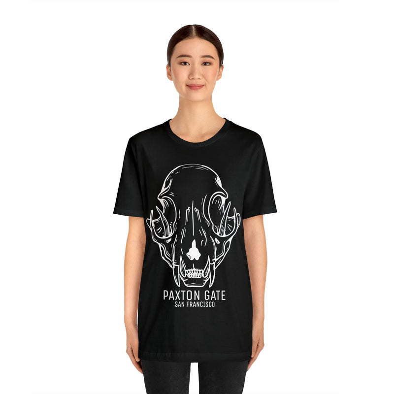 Black Unisex Bobcat Skull Tee By Wren Sayler-T-Shirt-Printify-PaxtonGate