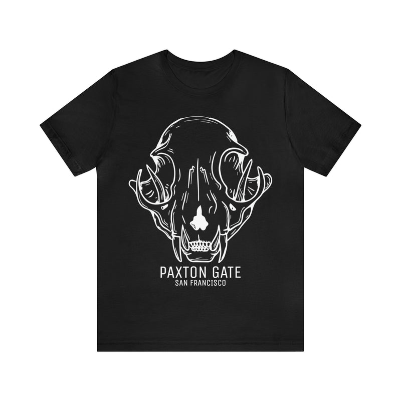 Black Unisex Bobcat Skull Tee By Wren Sayler-T-Shirt-Printify-PaxtonGate