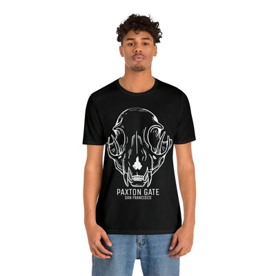 Black Unisex Bobcat Skull Tee By Wren Sayler-T-Shirt-Printify-PaxtonGate