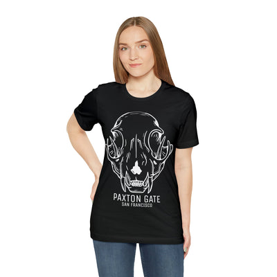 Black Unisex Bobcat Skull Tee By Wren Sayler-T-Shirt-Printify-PaxtonGate