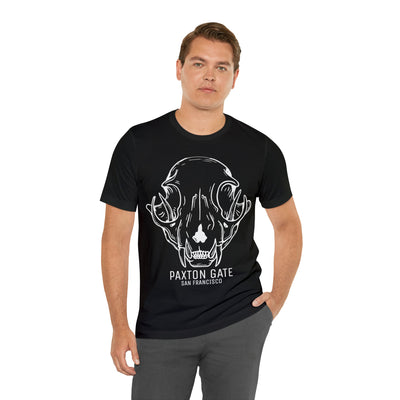 Black Unisex Bobcat Skull Tee By Wren Sayler-T-Shirt-Printify-PaxtonGate