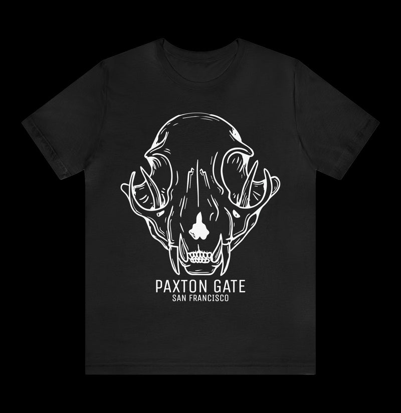 Black Unisex Bobcat Skull Tee By Wren Sayler-T-Shirt-Printify-PaxtonGate