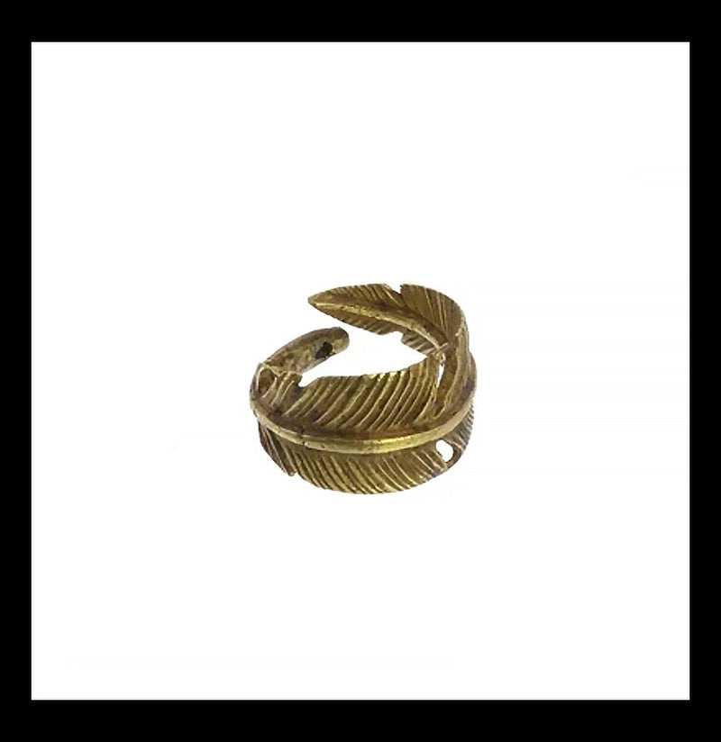 Brass Penna Feather Ring-Rings-Hom Art-PaxtonGate