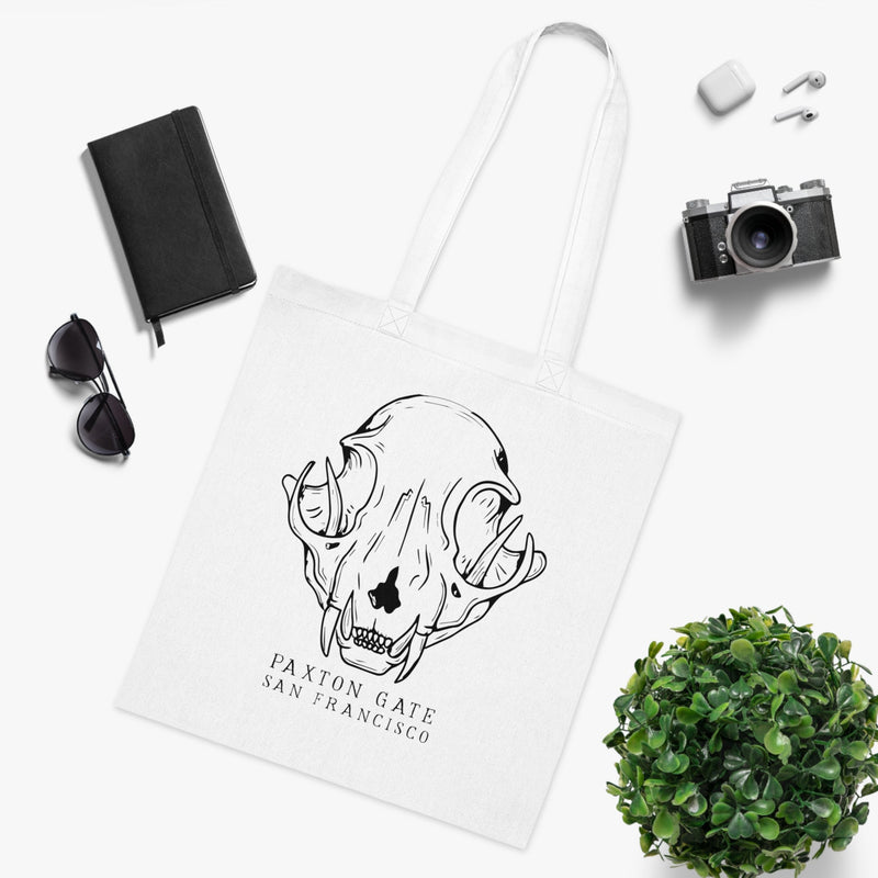 Cotton Bobcat Skull Tote-Bags-Printify-PaxtonGate