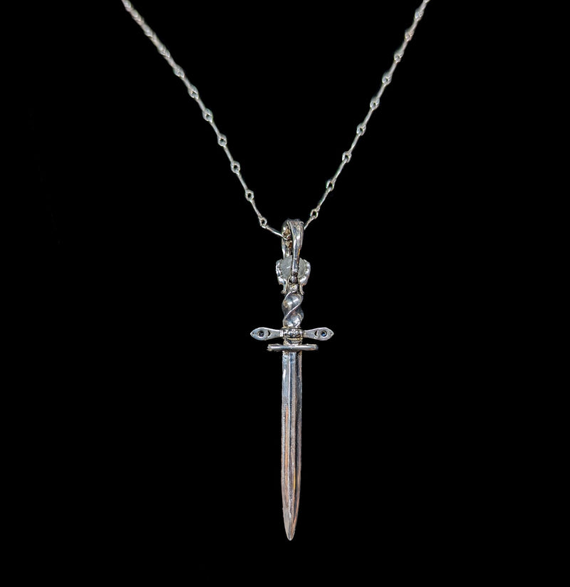 Moon Magic Sterling Silver Athame Dagger Amulet-Necklaces-Omnia Studios LLC-PaxtonGate