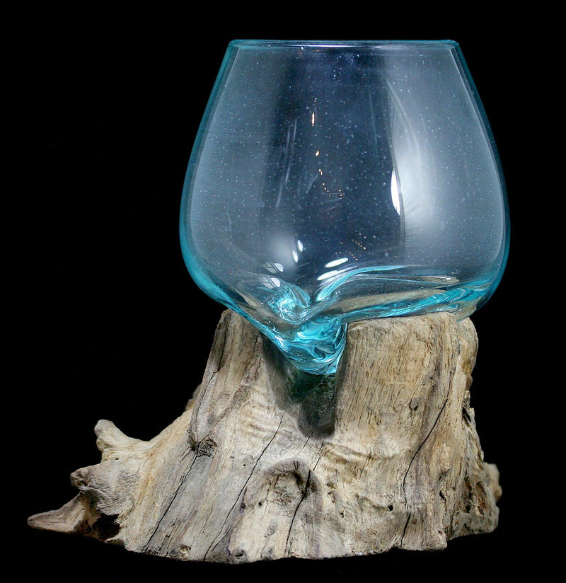 Natural Molten Glass Terrarium on Gamal Wood - Paxton Gate