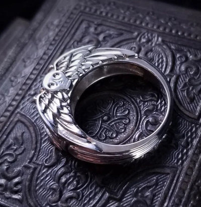 Prepare to Follow Antiqued Sterling Silver Ring with Agate-Rings-Omnia Studios LLC-PaxtonGate