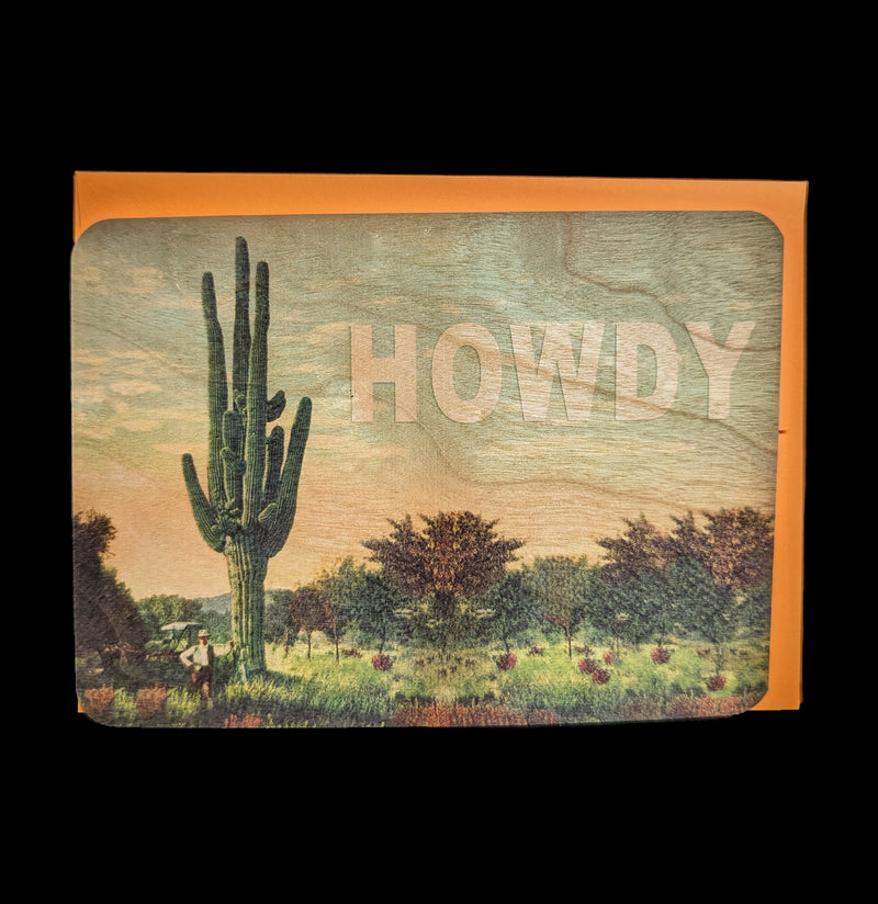 Howdy Cactus Wooden Postcard-Cards-Spitfire Girl-PaxtonGate