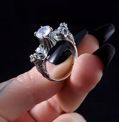 Bright Sterling Silver Nocturne Ring with White Topaz-Rings-Omnia Studios LLC-PaxtonGate