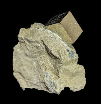 Pyrite Cube in Matrix-Minerals-Piritas de Navajun-PaxtonGate