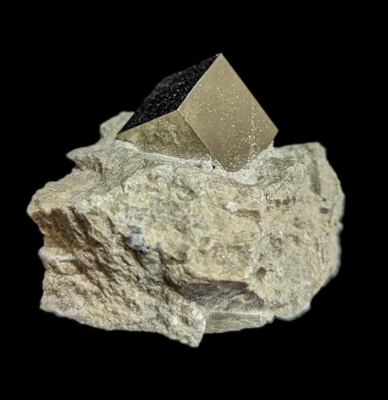 Pyrite Cube in Matrix-Minerals-Piritas de Navajun-PaxtonGate