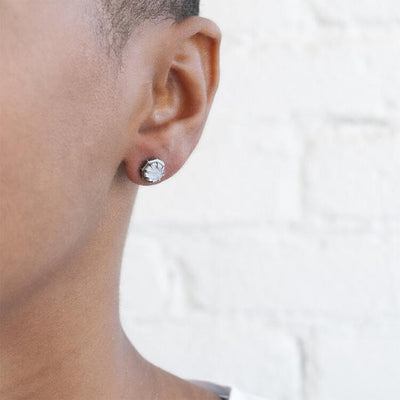 Rainbow Moonstone Octagon Studs - Paxton Gate