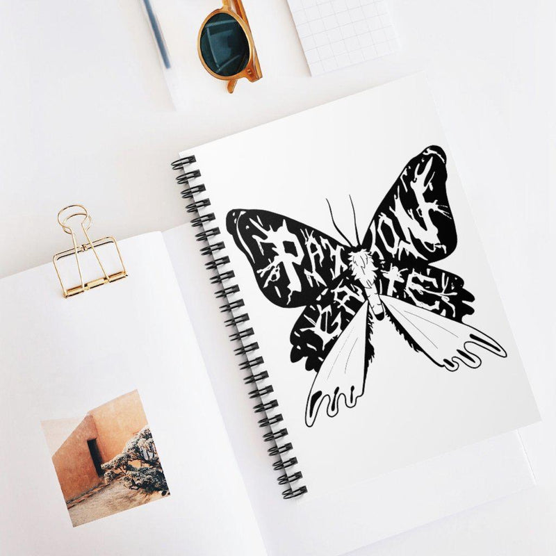 Ruled Line Moth Spiral Notebook - Paxton Gate