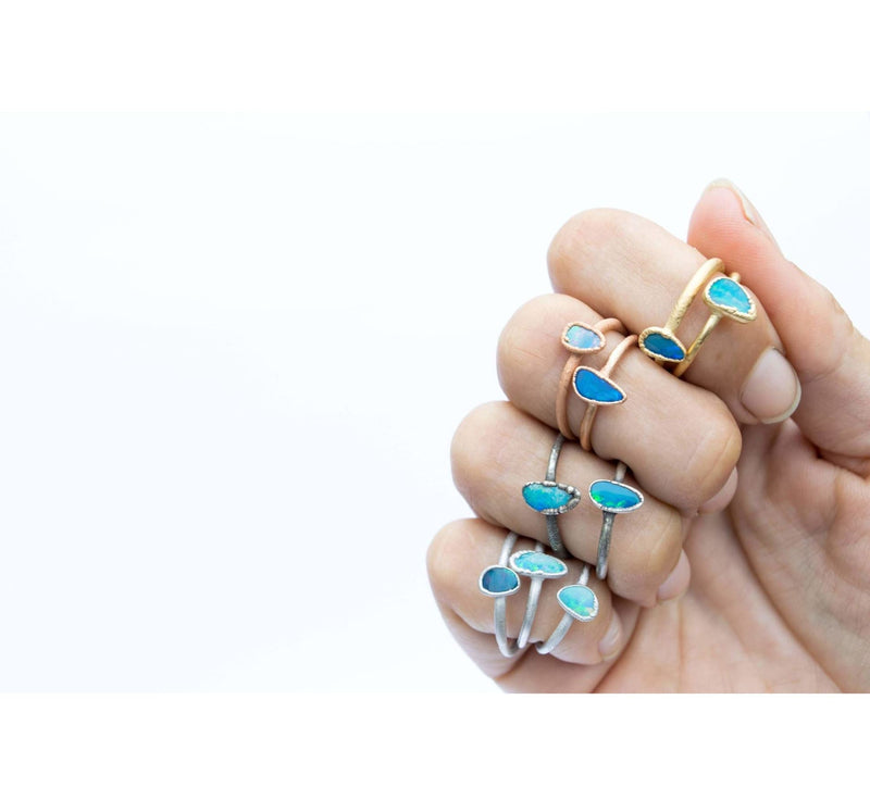 Silver  Plated Irregular Opal Stacking Ring - Paxton Gate