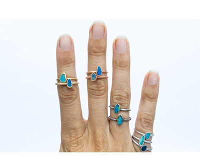 Silver  Plated Irregular Opal Stacking Ring - Paxton Gate