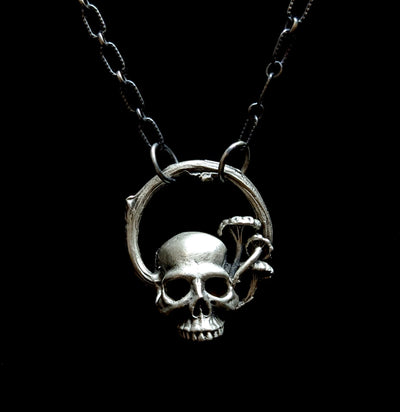 Skull and Mushroom Sterling Silver Necklace-Necklaces-THEETH-PaxtonGate