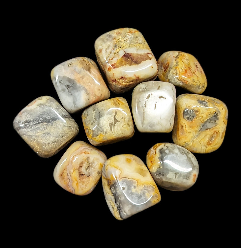 Tumbled Yellow Crazy Lace Agate-Minerals-Quasar Gems-PaxtonGate