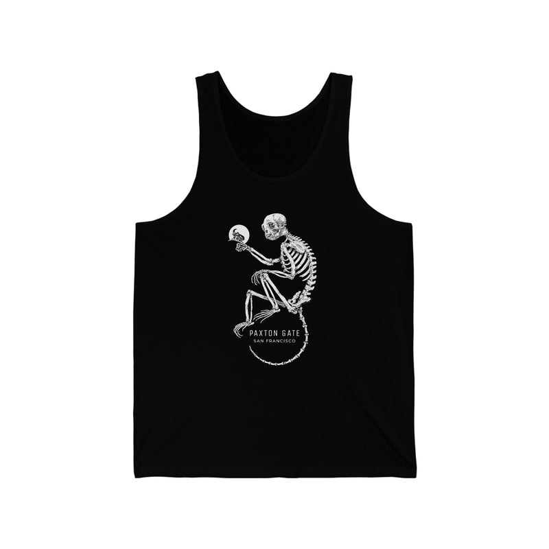 Unisex Skeletal Monkey Jersey Tank By Zoe Keller-Tank Top-Printify-PaxtonGate