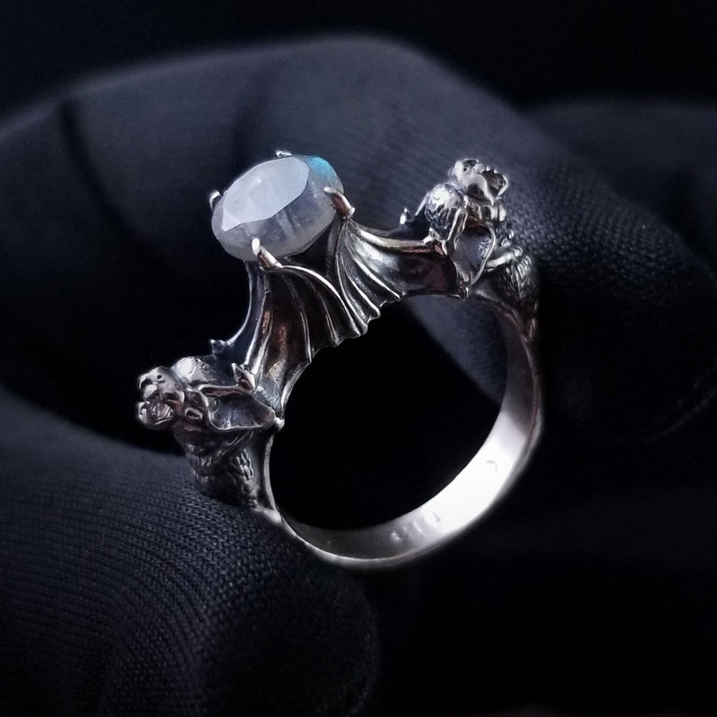 Bright Sterling Silver Nocturne Ring with White Topaz-Rings-Omnia Studios LLC-PaxtonGate