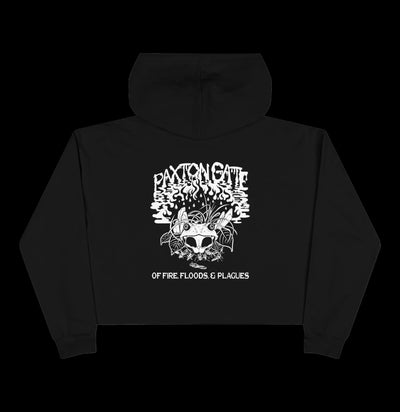 Women's Floods, Fires And Plagues Crop Hoodie By Megan Lees-Hoodie-Printify-PaxtonGate