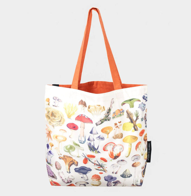 Woodland Mushrooms Canvas Shoulder Tote-Bags-Cognitive Surplus-PaxtonGate